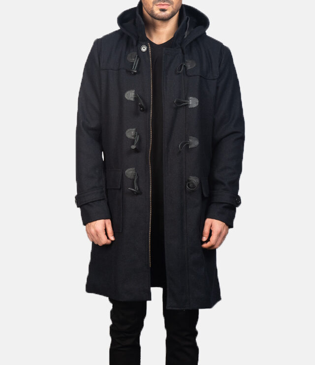 Mens Drakes Duffle Black Wool Coat0969-2-1599901929827